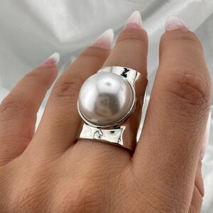 Zara Silver Pearl Statement Ring